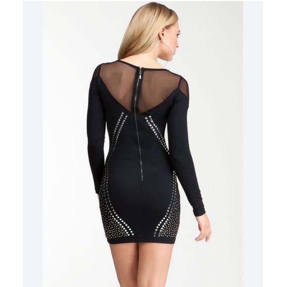 BEBE Silver + Gold Studded Mesh Bodycon Dress - Picture 7 of 13